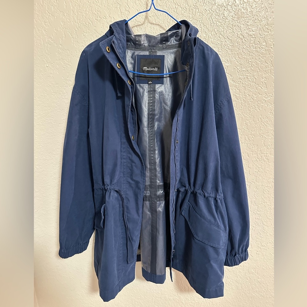 Madewell Women's Deep Blue Utility Raincloud Rain Jacket - Picture 6 of 6